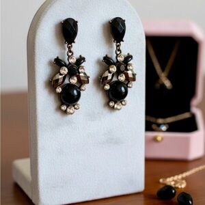 Black rhinestone drop earrings